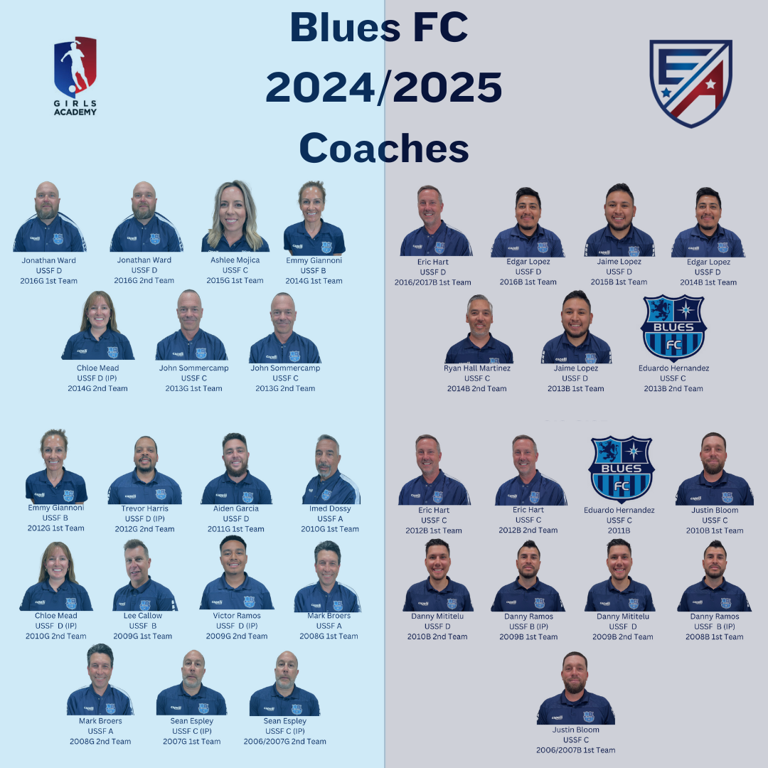 Blues FC Pre Tryout Coaching Slate