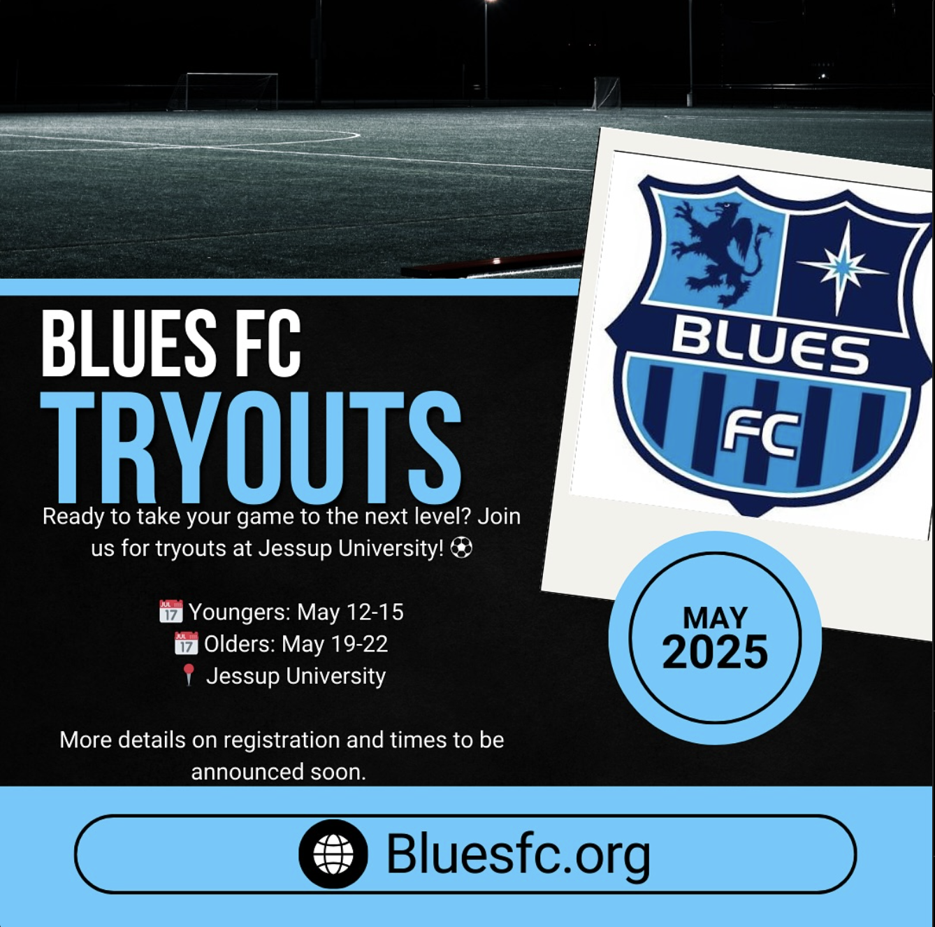 Blues FC tryouts flyer
